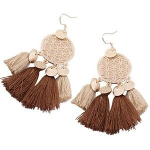 Tassel Dangle Earrings Boho Chic Geometric Statement Festival Modern Casual